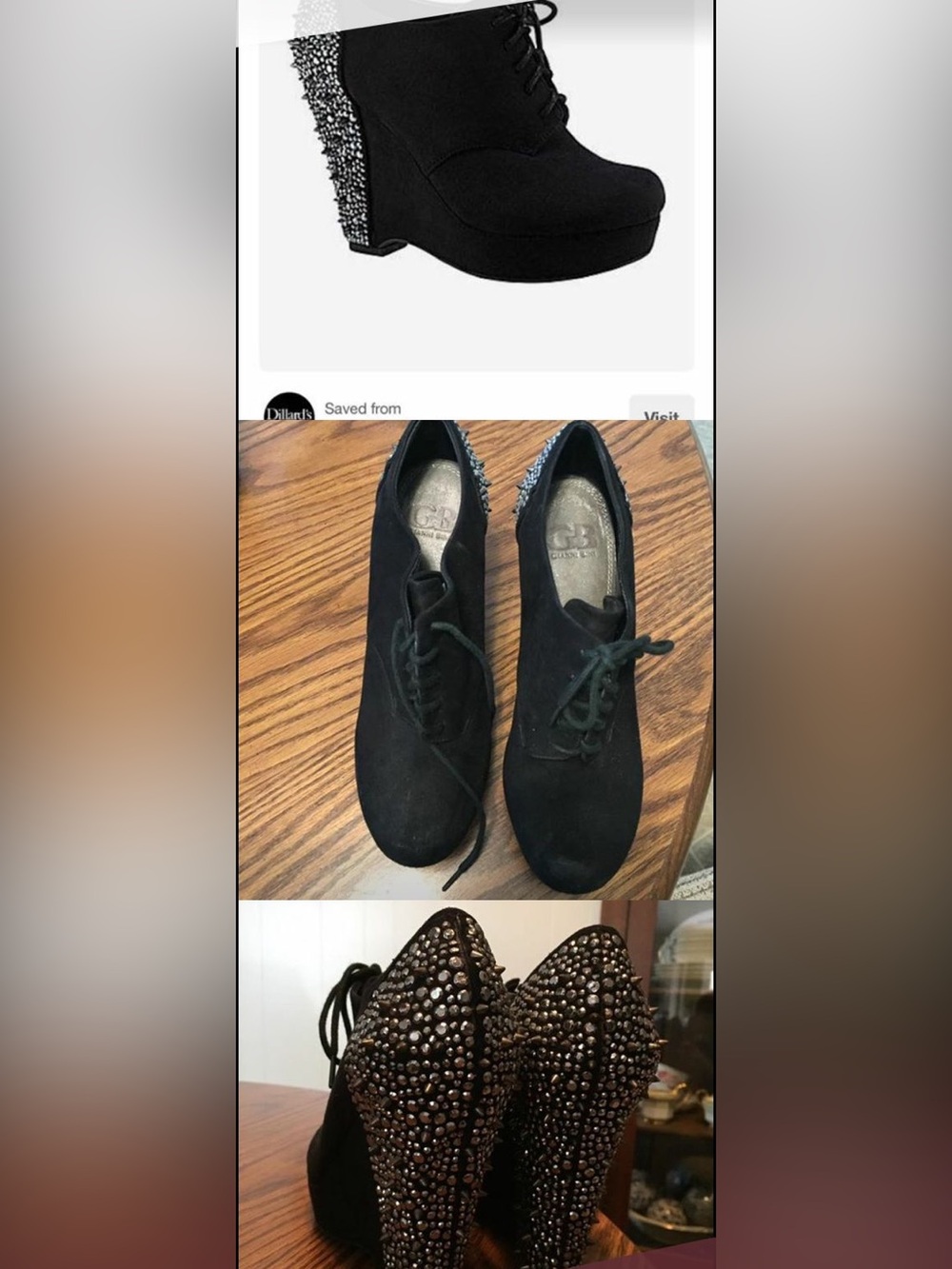 Gianni bini Los Angeles Black Suede Lace-Up Booties with Stud Accents